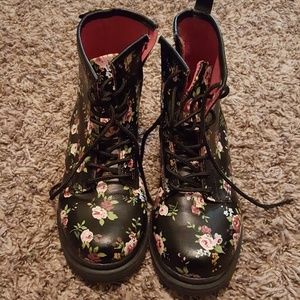 Floral combat boots